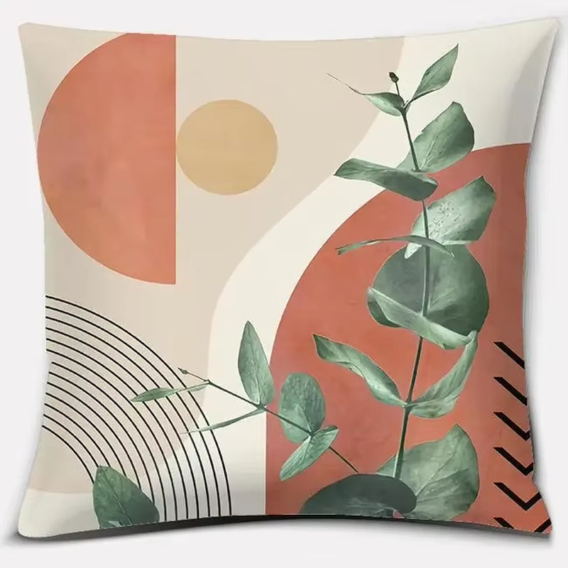 Brown Green Abstract Pillow 