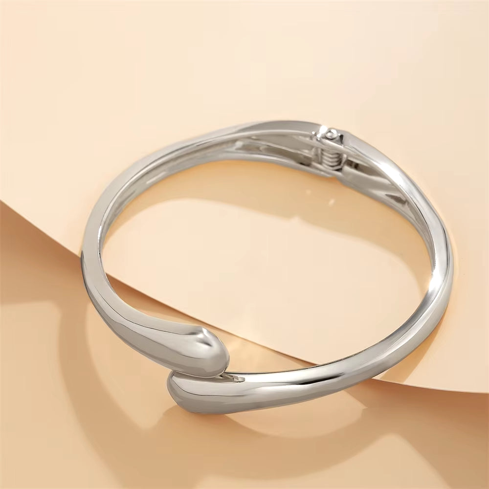 Wide Metal Bangle & Ring for Women 