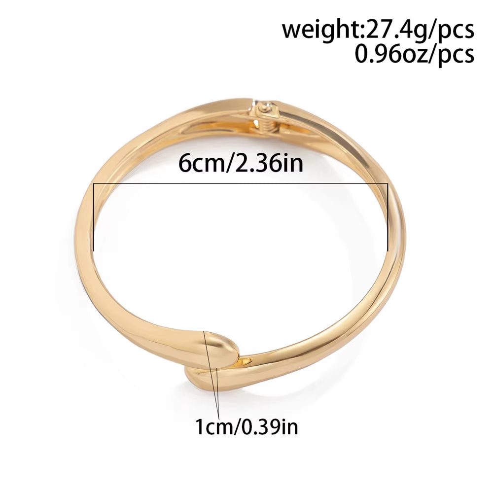 Wide Metal Bangle & Ring for Women 