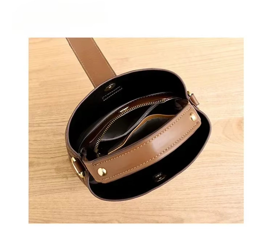 Bucket Top-Handle Bag with Single Shoulder Strap for Women