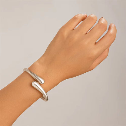 Wide Metal Bangle & Ring for Women 